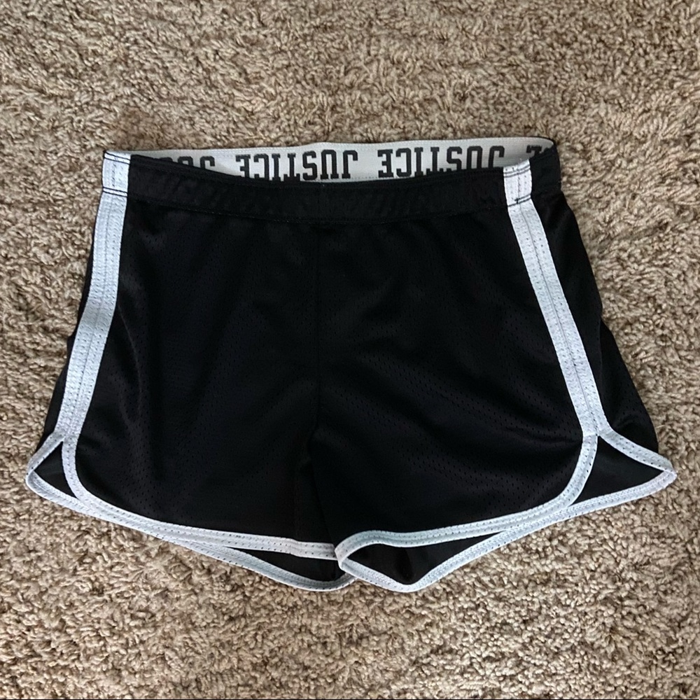 Black and white Justice shorts.